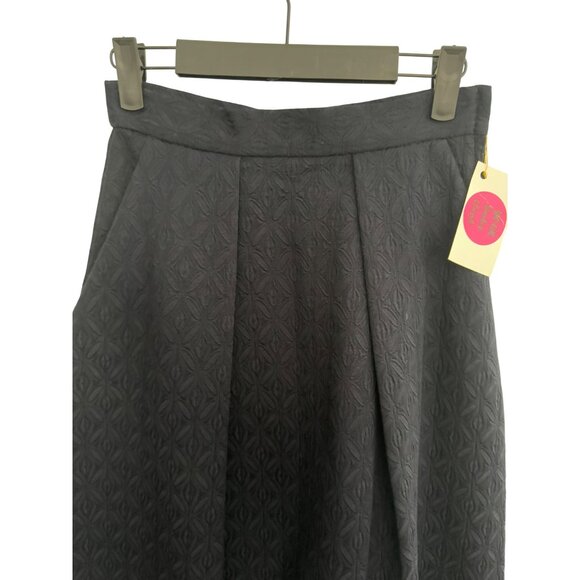 ZARA XS Navy A-Line Tapestry Fabric Skirt Pleats - Picture 4 of 14